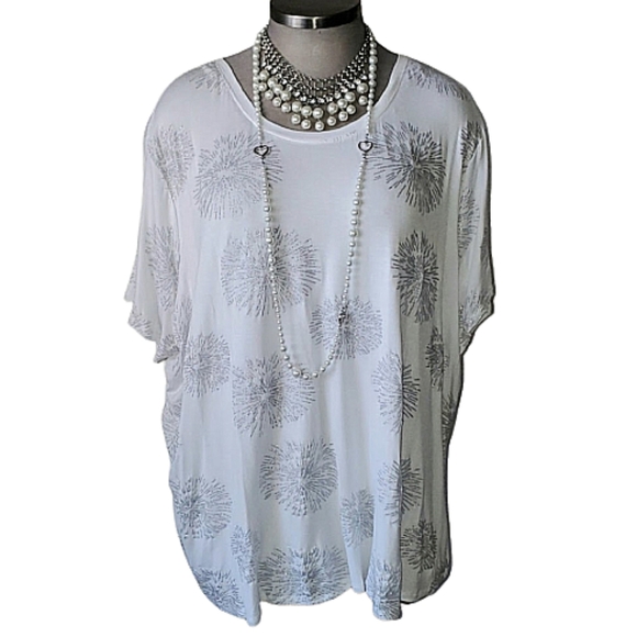 SILVER GLITTER ☆ FIREWORKS TEE ☆ Sz. 5x ☆ NWT - Picture 2 of 9